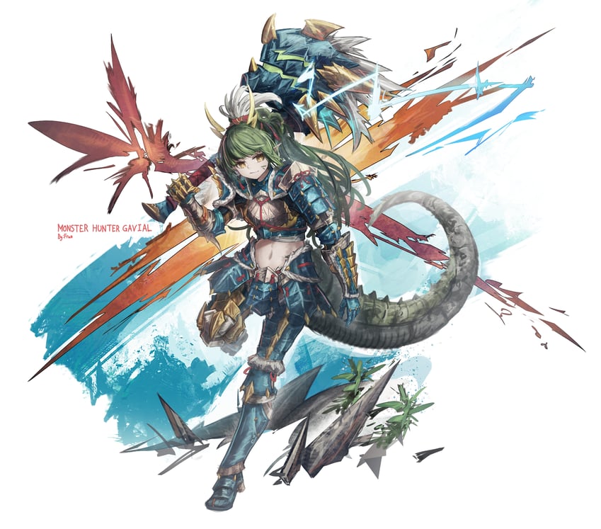 gavial and gavial the invincible (arknights and 1 more) drawn by franlol