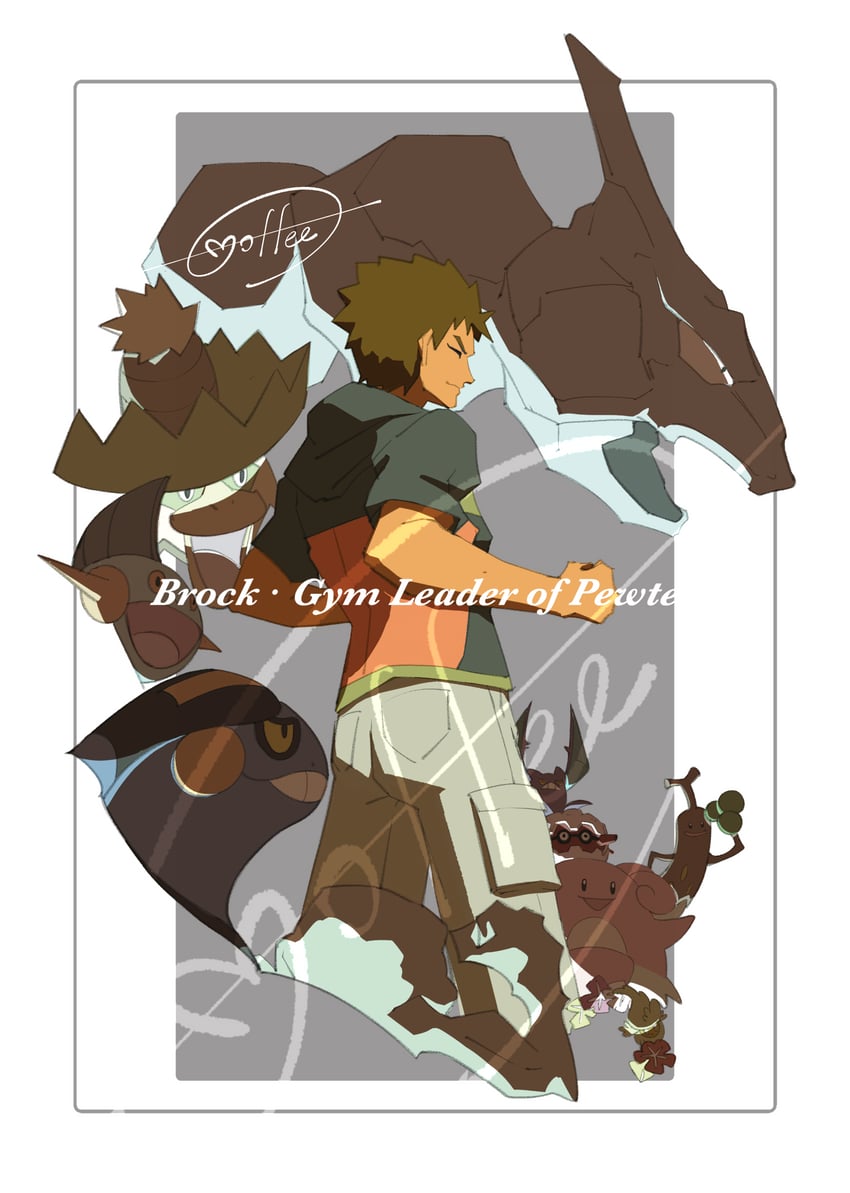 brock, crobat, comfey, croagunk, onix, and 6 more (pokemon and 1 more) drawn by cccacademia