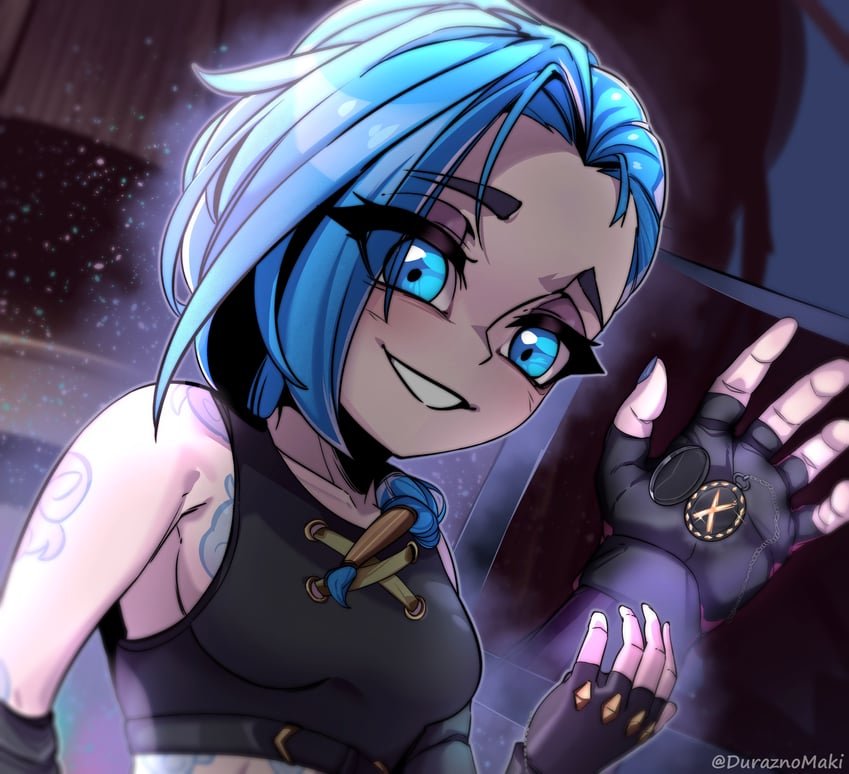 jinx (league of legends and 1 more) drawn by makishi_(duraznomaki)