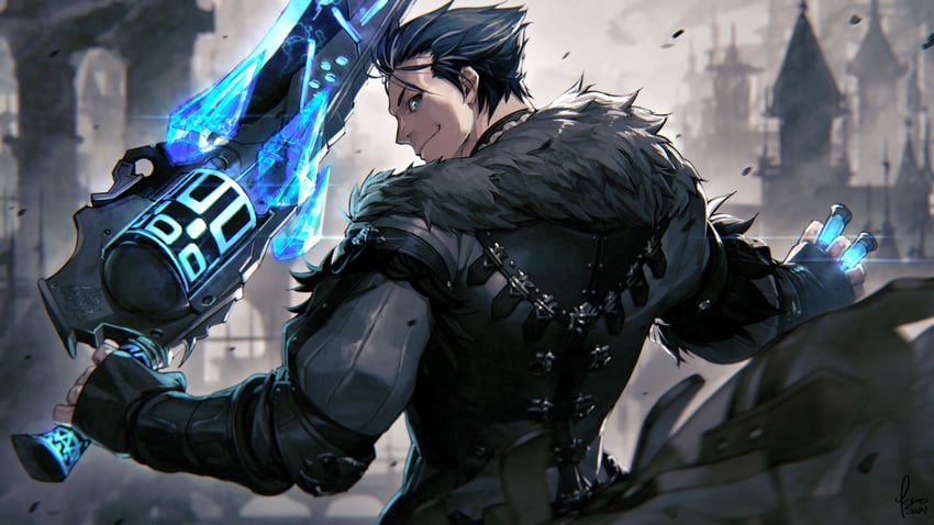 warrior of light and gunbreaker (final fantasy and 1 more) drawn by kyo_(kuroichigo)