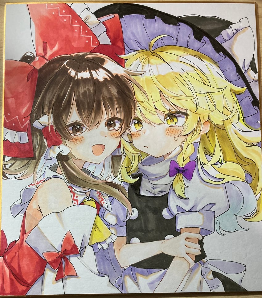 hakurei reimu and kirisame marisa (touhou) drawn by shinonome_(ichigotsuki)