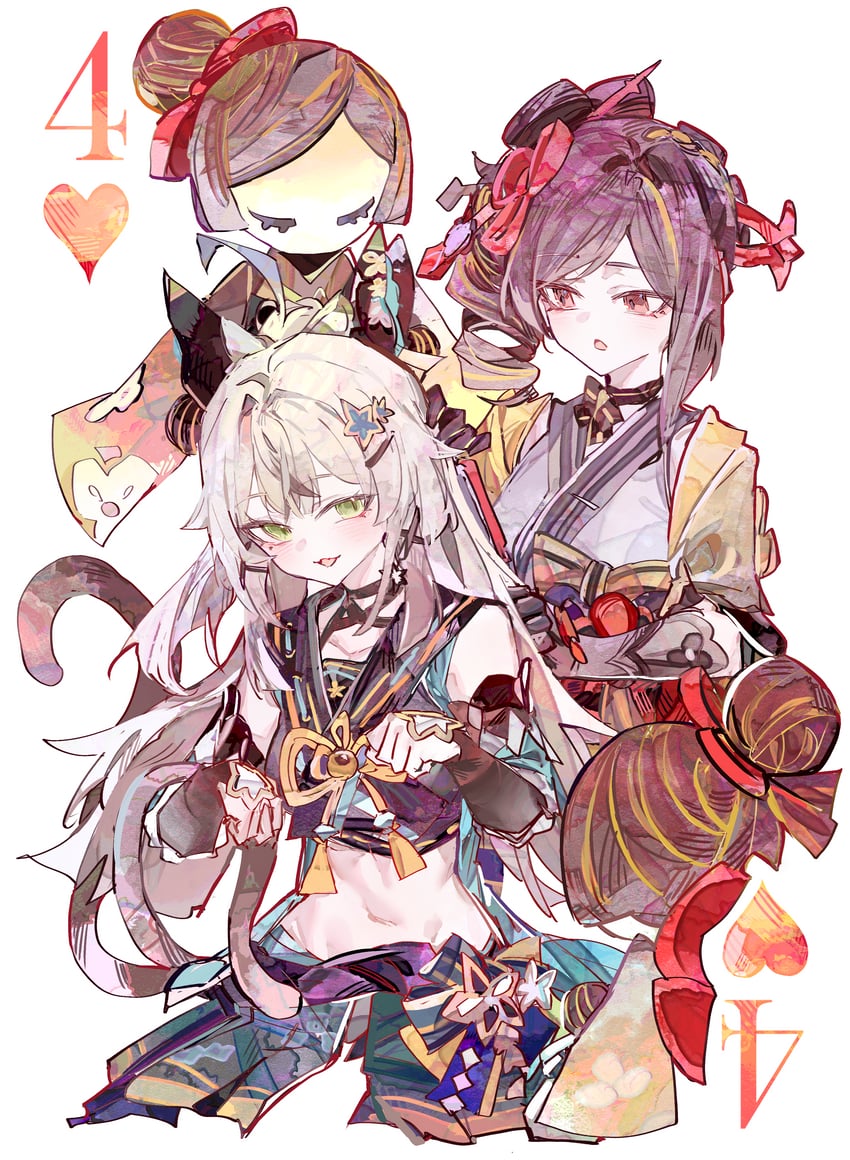 kirara, chiori, and tamoto (genshin impact) drawn by cocoballking