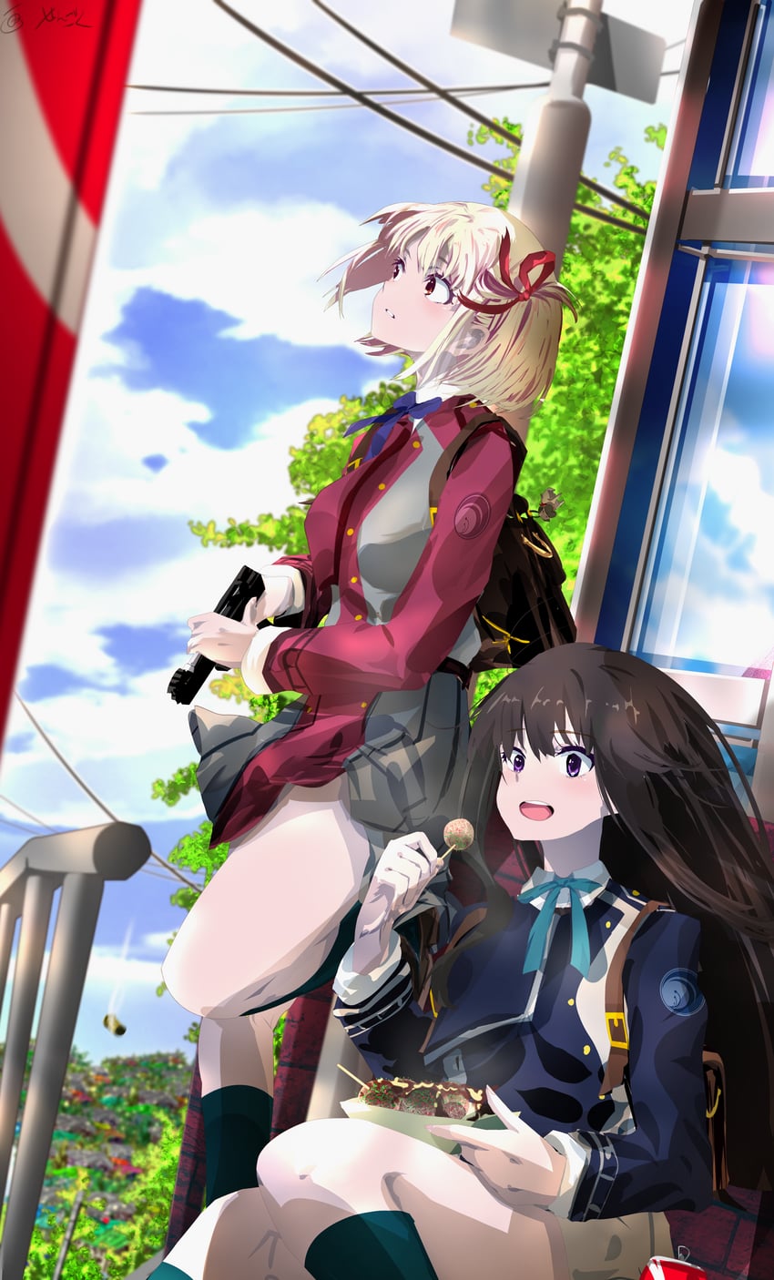 nishikigi chisato and inoue takina (lycoris recoil) drawn by sengoku_chidori