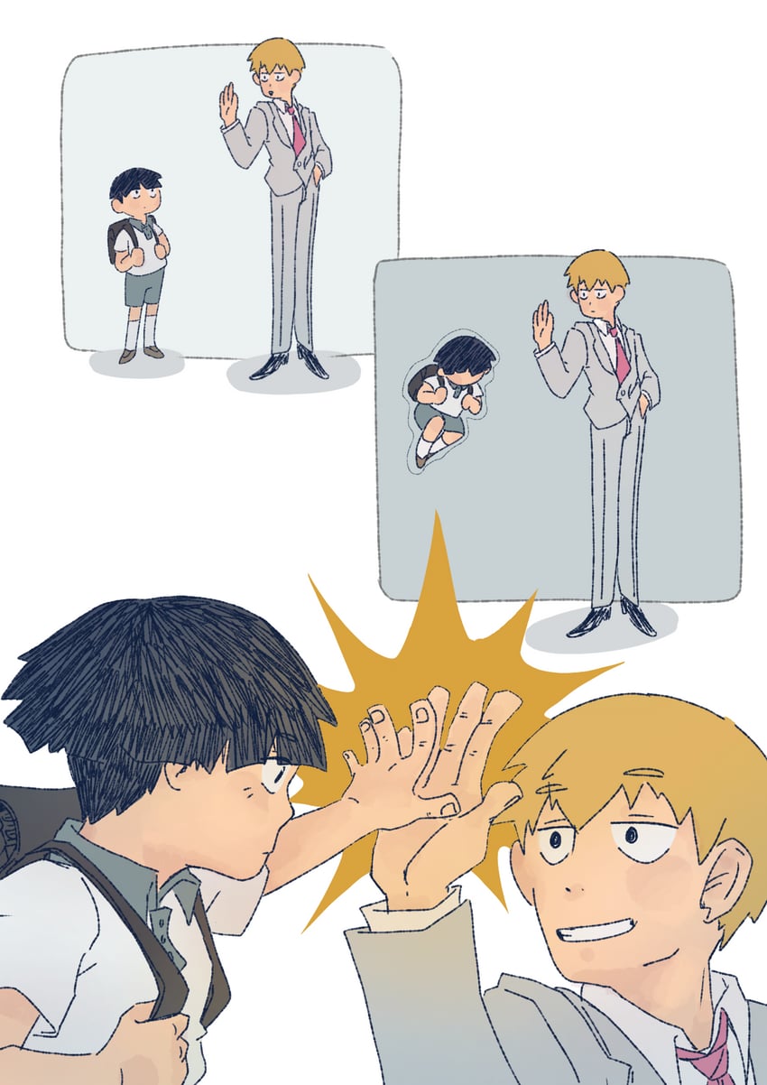 kageyama shigeo and reigen arataka (mob psycho 100) drawn by cutystuffy