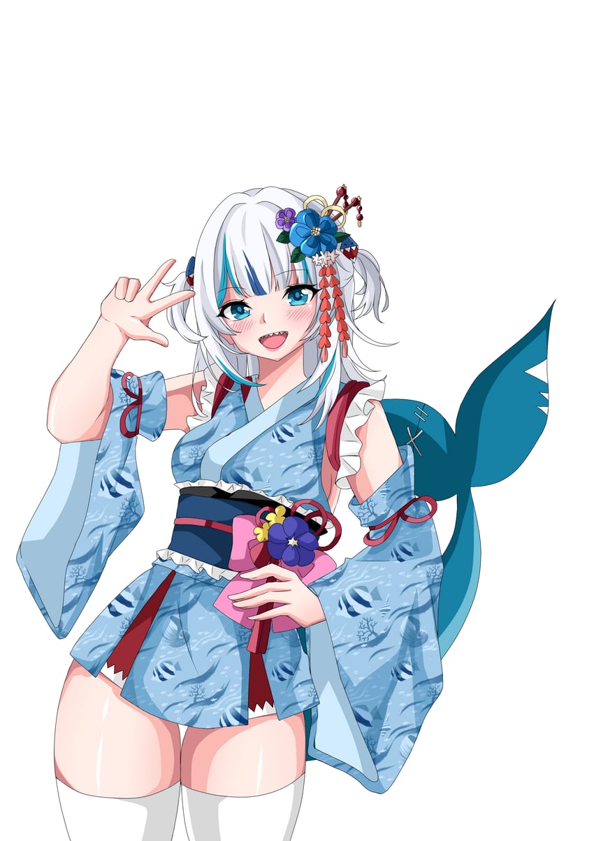 gawr gura (hololive and 1 more) drawn by mukhbita249