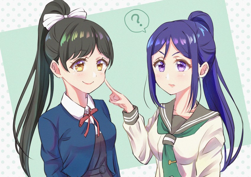 matsuura kanan and hazuki ren (love live! and 2 more) drawn by emeraldgreen5