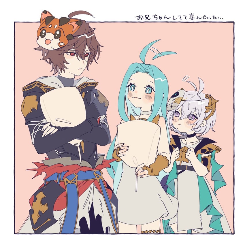 sandalphon, lyria, vyrn, and yuni (granblue fantasy) drawn by onigiri_bouya