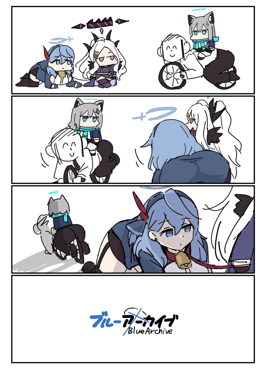 sensei, doodle sensei, hina, shiroko, and ako (blue archive) drawn by tenten_(chan4545)
