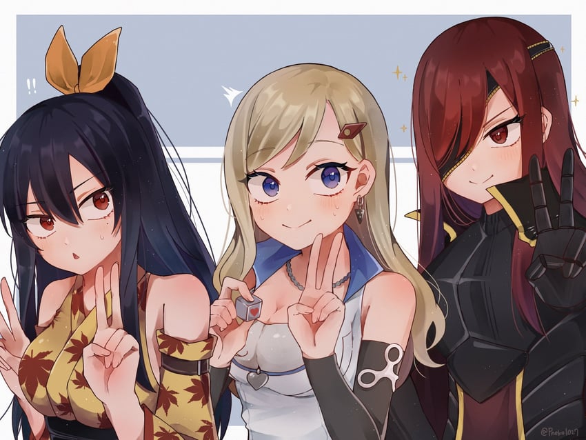 rebecca bluegarden, homura kogetsu, and elsie crimson (eden's zero) drawn by pneko1027