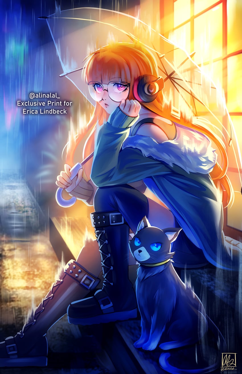 sakura futaba and morgana (persona and 1 more) drawn by alina_l