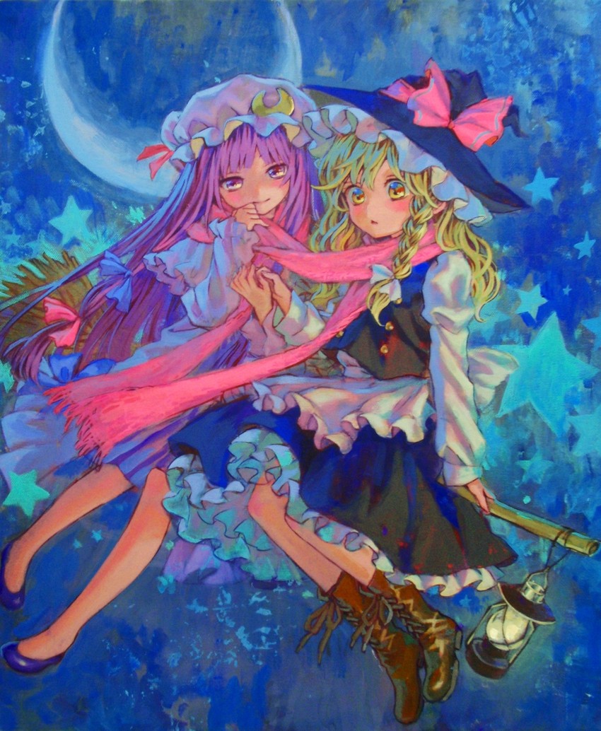 kirisame marisa and patchouli knowledge (touhou) drawn by ama-tou