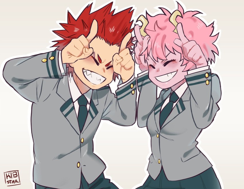 ashido mina and kirishima eijiro (boku no hero academia) drawn by kibstar