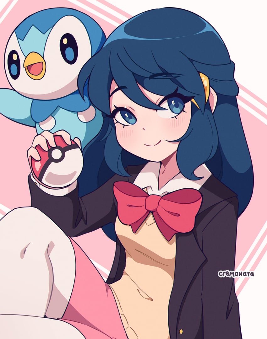 dawn and piplup (pokemon and 1 more) drawn by cremanata