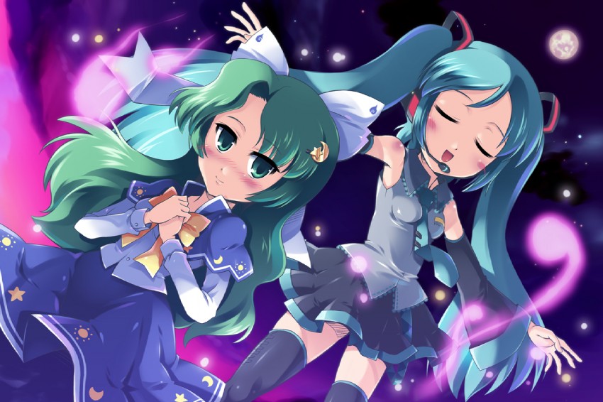 hatsune miku and mima (touhou and 1 more) drawn by morujii