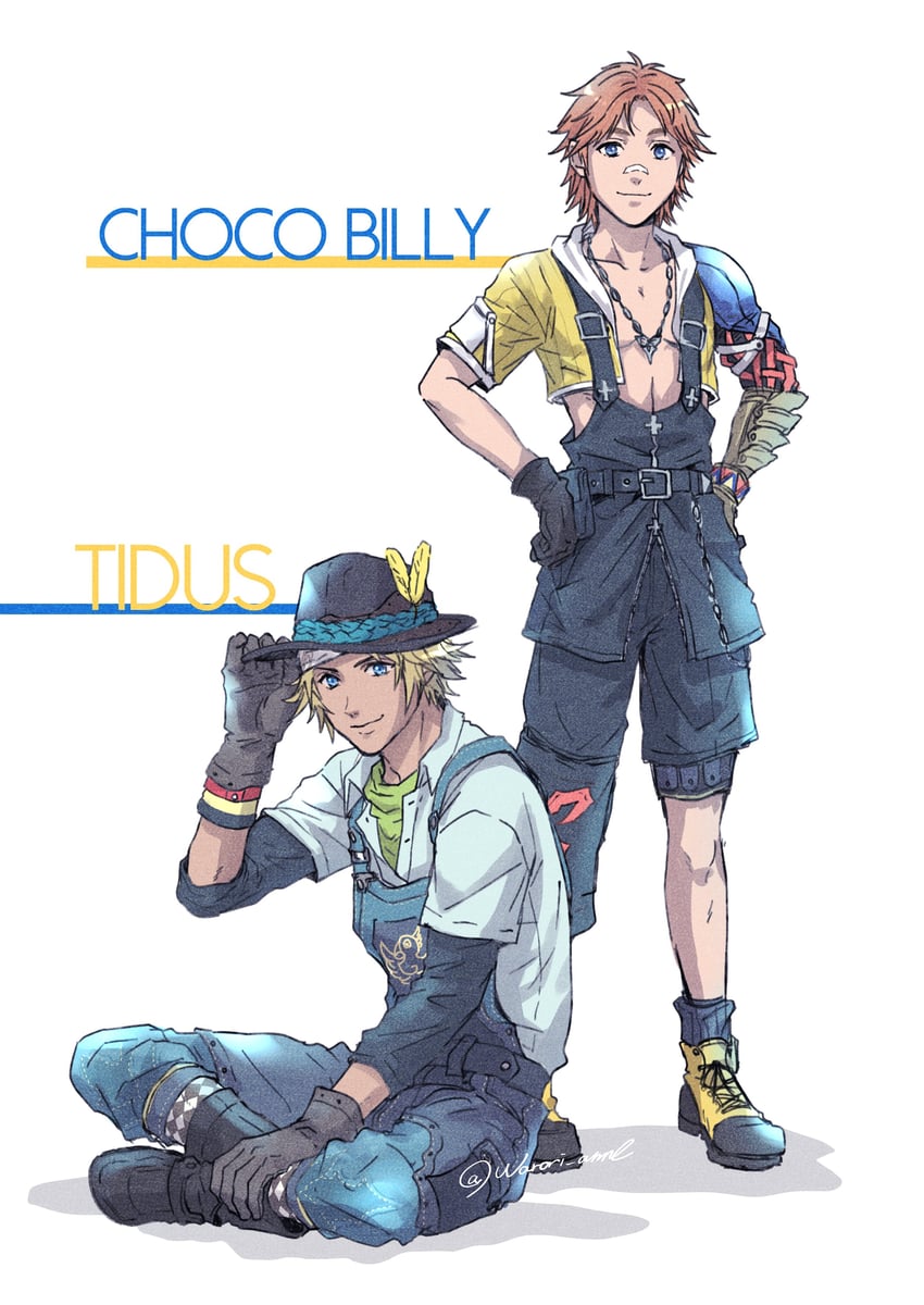 tidus and chocobo billy (final fantasy and 4 more) drawn by warori_anne