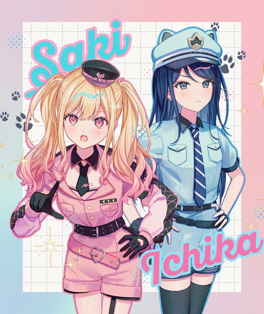 tenma saki and hoshino ichika (project sekai) drawn by kotoha_shiki