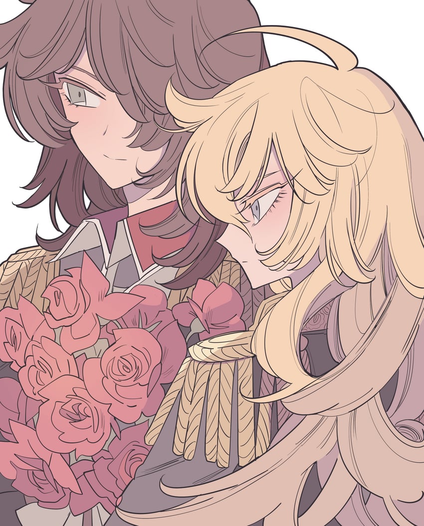 oscar francois de jarjayes and andre grandier (versailles no bara) drawn by meremero