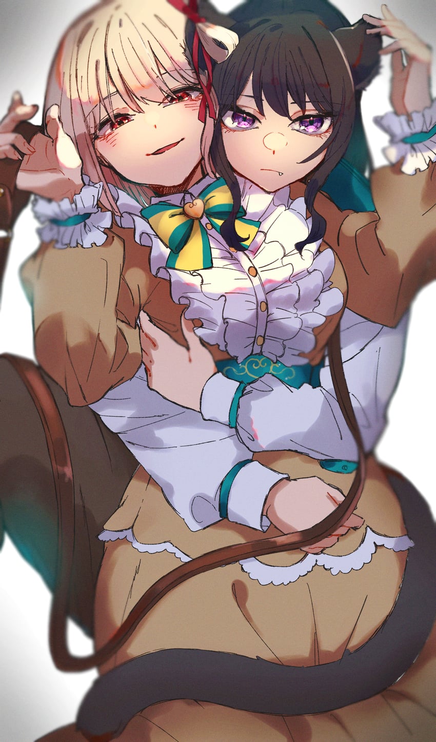 nishikigi chisato and inoue takina (lycoris recoil) drawn by imudegozaimasu