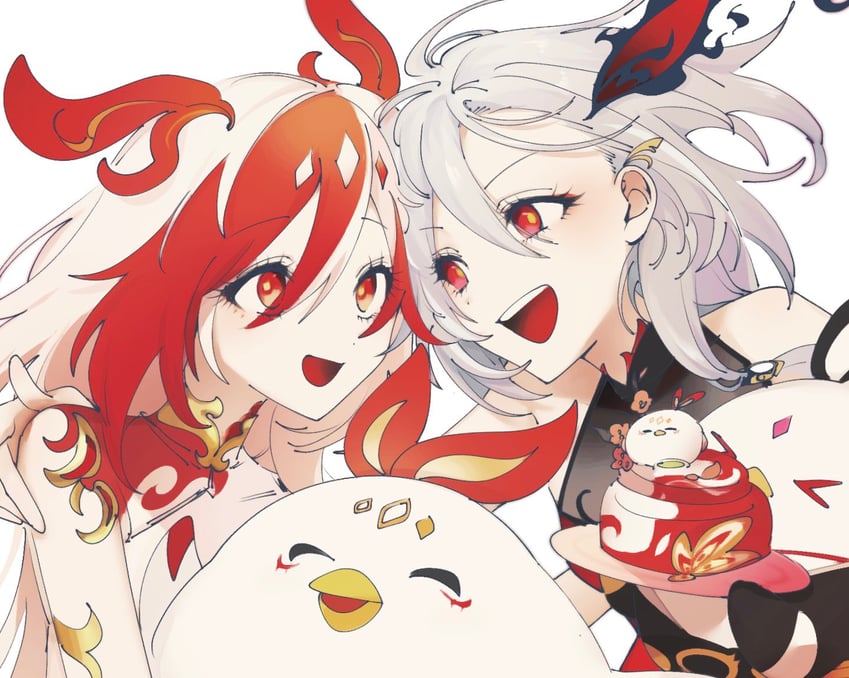 fu hua, herrscher of sentience, and jingwei (honkai and 1 more) drawn by c_uino