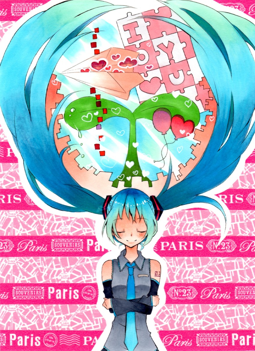 hatsune miku (vocaloid and 3 more) drawn by rafuran