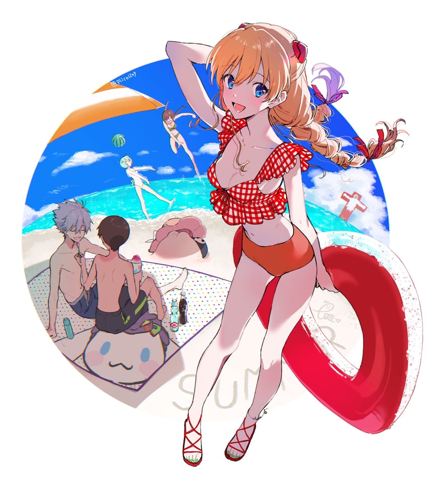 souryuu asuka langley, ayanami rei, ikari shinji, nagisa kaworu, and makinami mari illustrious (neon genesis evangelion) drawn by plico_(nicoma)