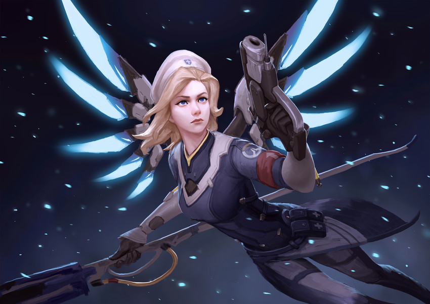 mercy and combat medic ziegler (overwatch and 1 more) drawn by zhong_lin