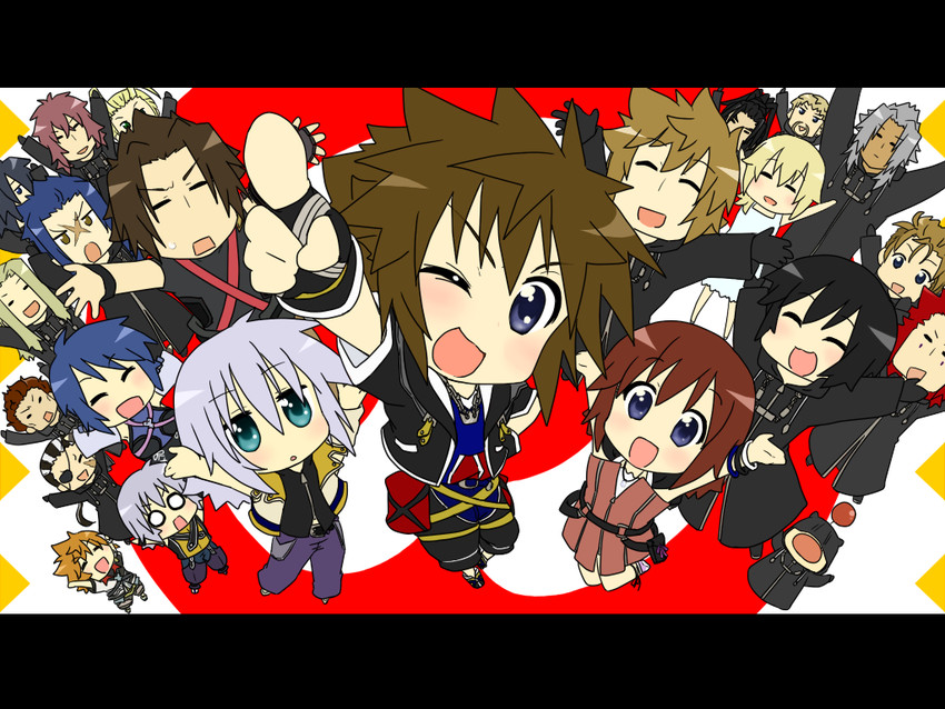 moogle, sora, roxas, kairi, riku, and 18 more (final fantasy and 5 more) drawn by shuu_(blow_wind)