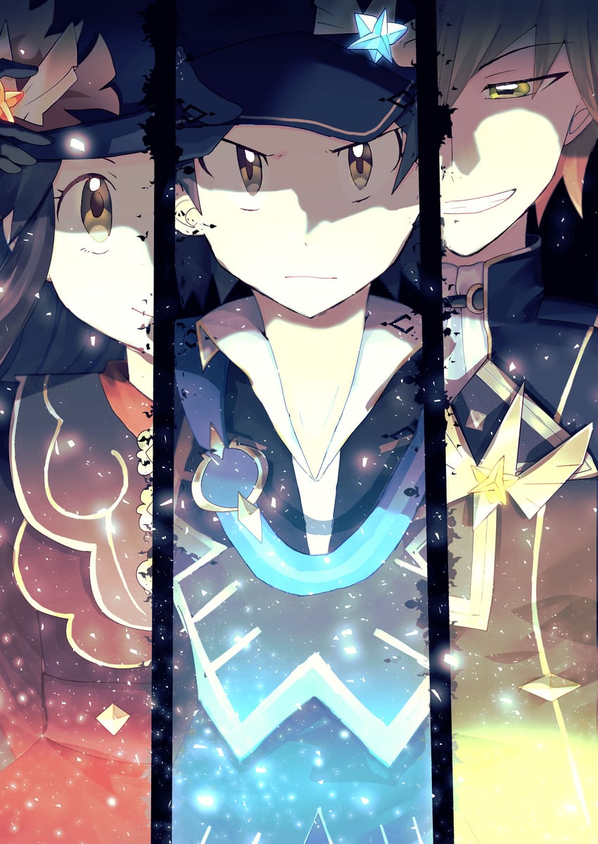 blue oak, leaf, and red (pokemon and 1 more) drawn by gomabu_(rirurutennsi)
