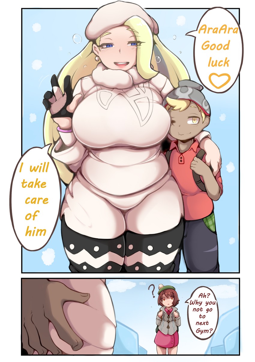 gloria, victor, and melony (pokemon and 1 more) drawn by shinolara