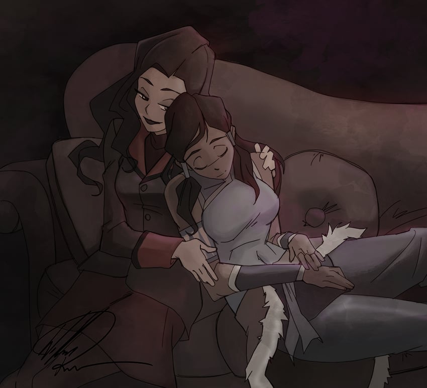 korra and asami sato (avatar legends and 1 more) drawn by william_ruzicka