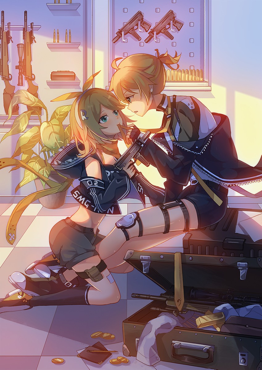 kagamine rin, kagamine len, klin, and xm3 (vocaloid and 1 more) drawn by yasuna_(nanjiang)
