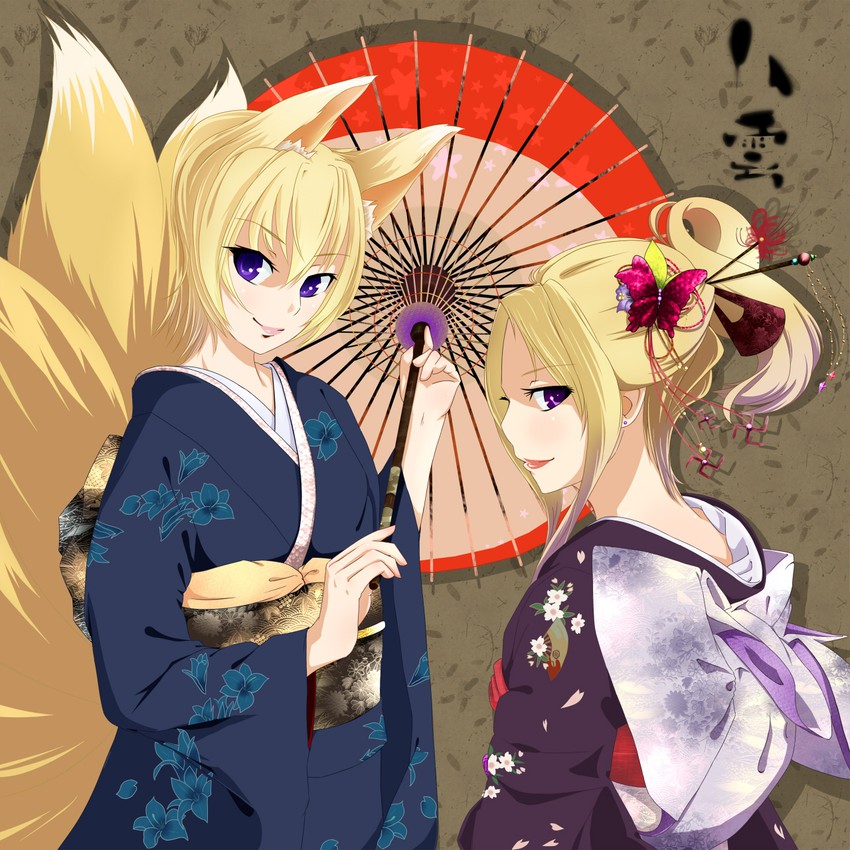 yakumo yukari and yakumo ran (touhou) drawn by nikka_(cryptomeria)