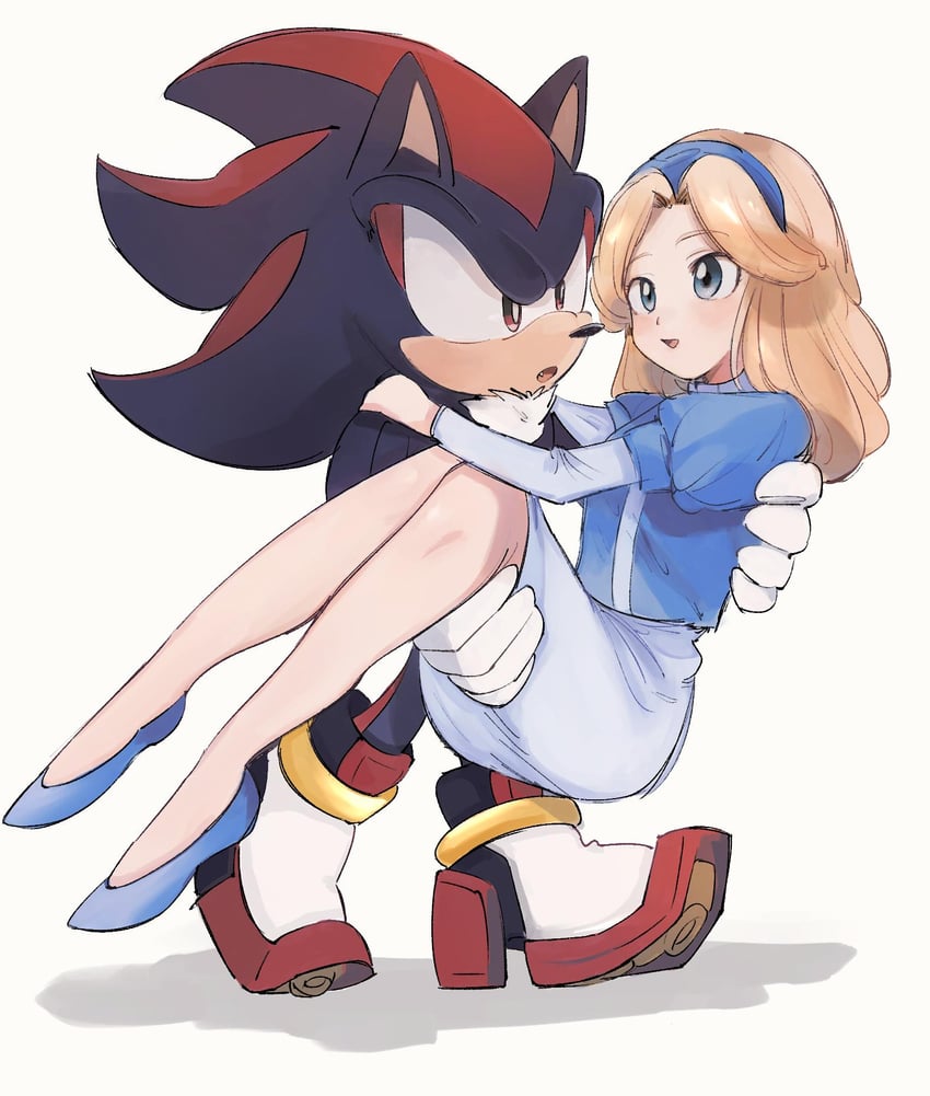 shadow the hedgehog and maria robotnik (sonic) drawn by bojue_(hakus_1128)
