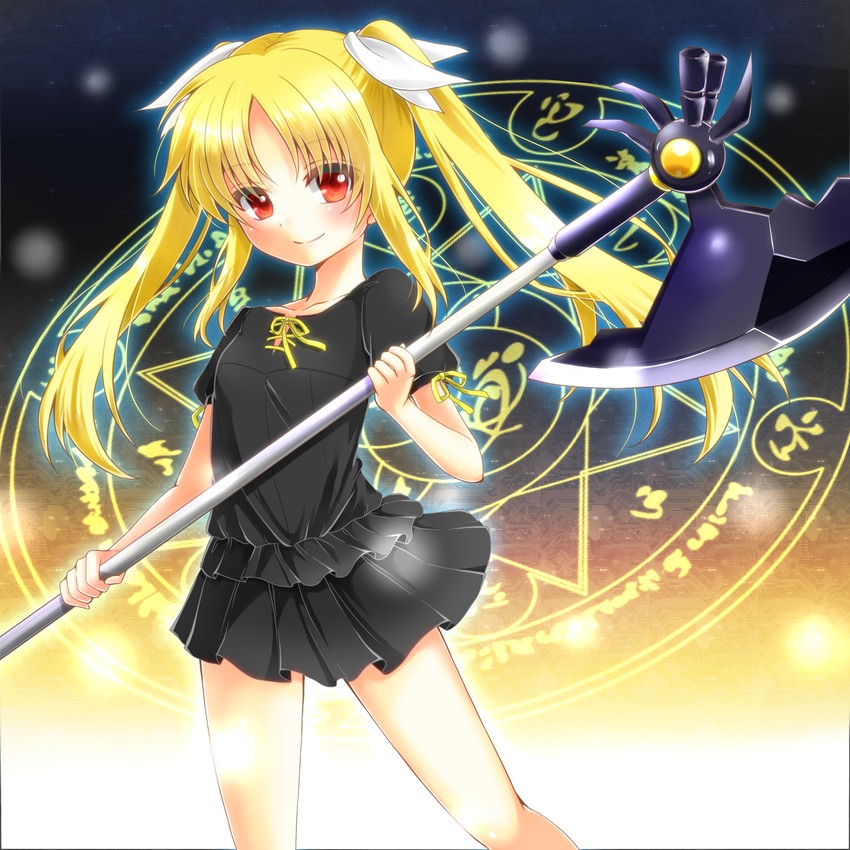 fate testarossa and bardiche (lyrical nanoha and 2 more) drawn by aoi_(kiyokiyoaomushi)