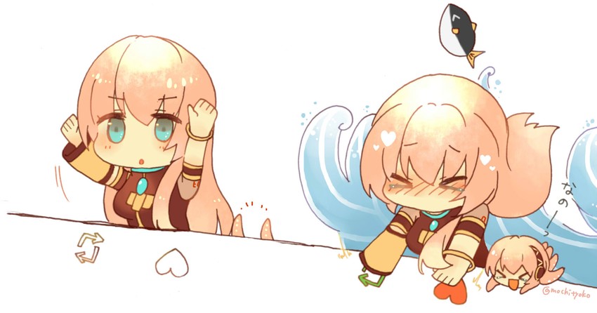 megurine luka (vocaloid and 1 more) drawn by mochityoko