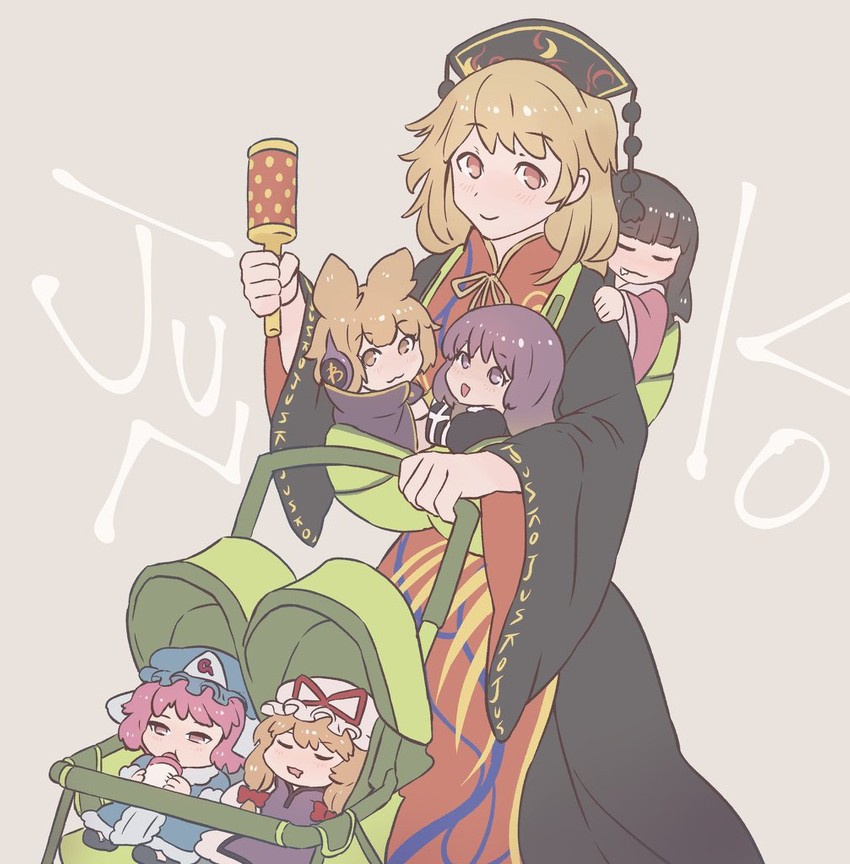 yakumo yukari, saigyouji yuyuko, houraisan kaguya, hijiri byakuren, toyosatomimi no miko, and 1 more (touhou) drawn by senmura