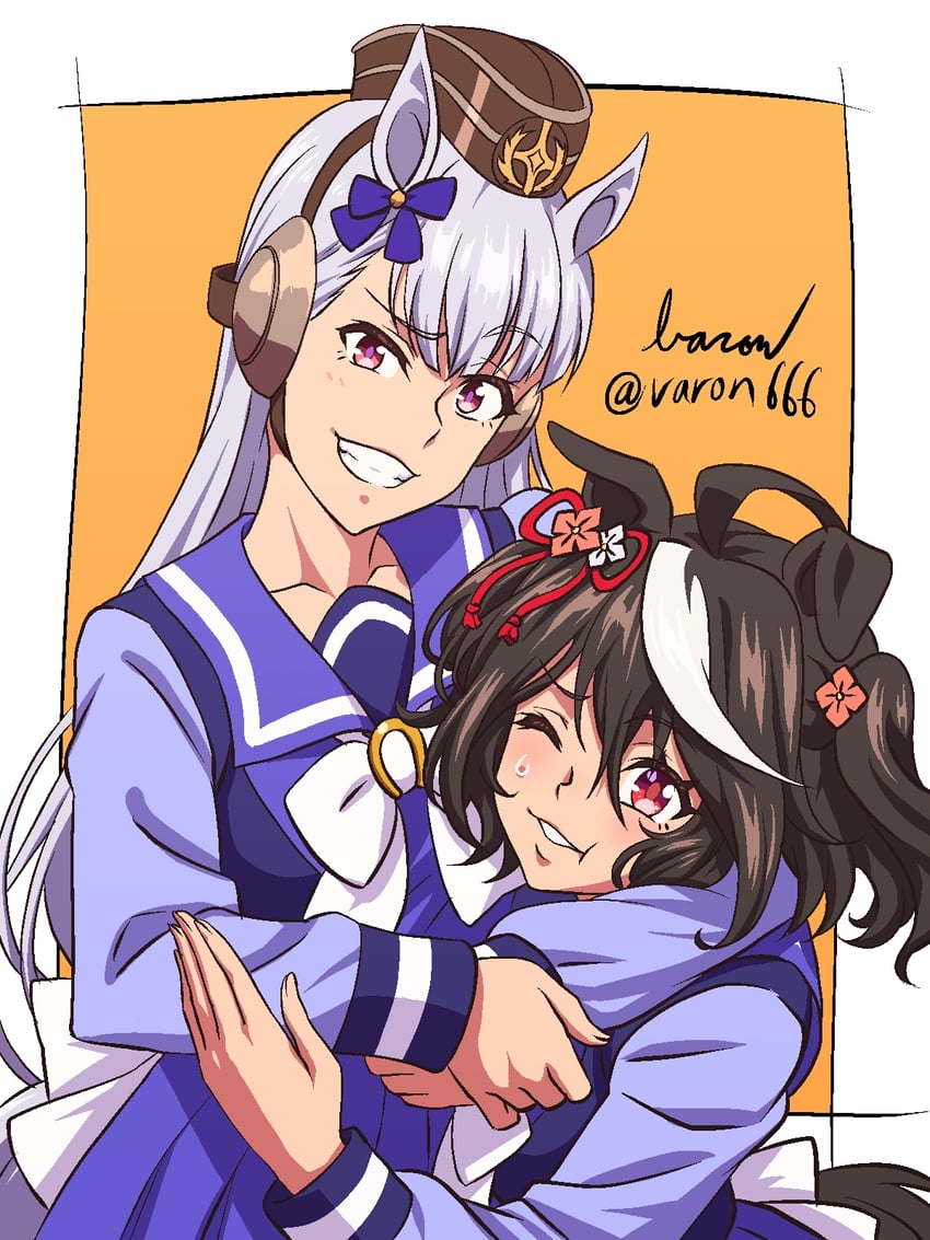 gold ship and kitasan black (umamusume) drawn by baron_(varon666)