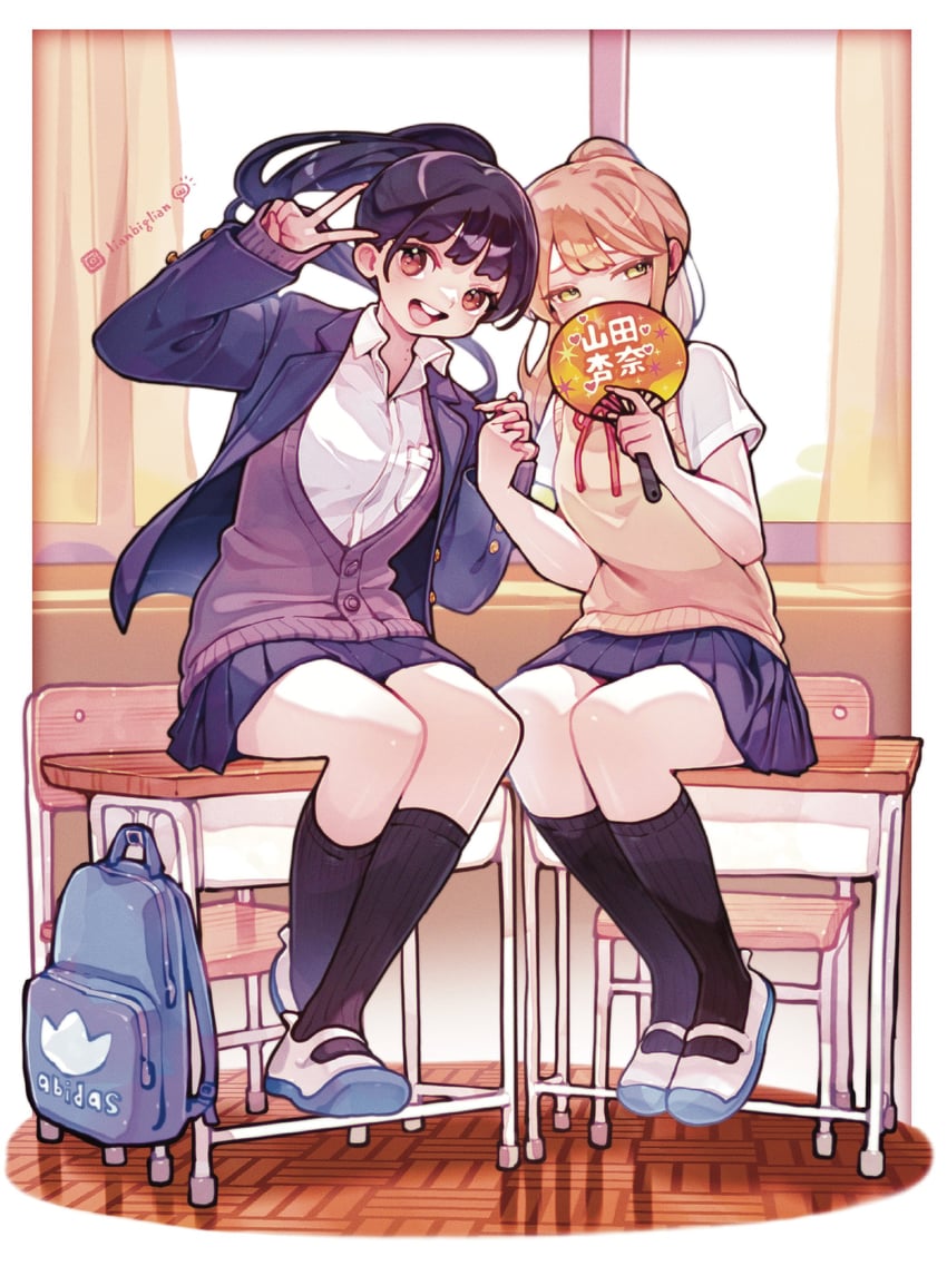 yamada anna and hanzawa yurine (boku no kokoro no yabai yatsu) drawn by lianbiglian