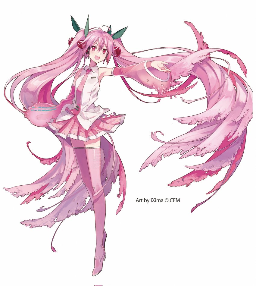 hatsune miku and sakura miku (vocaloid and 1 more) drawn by ixima