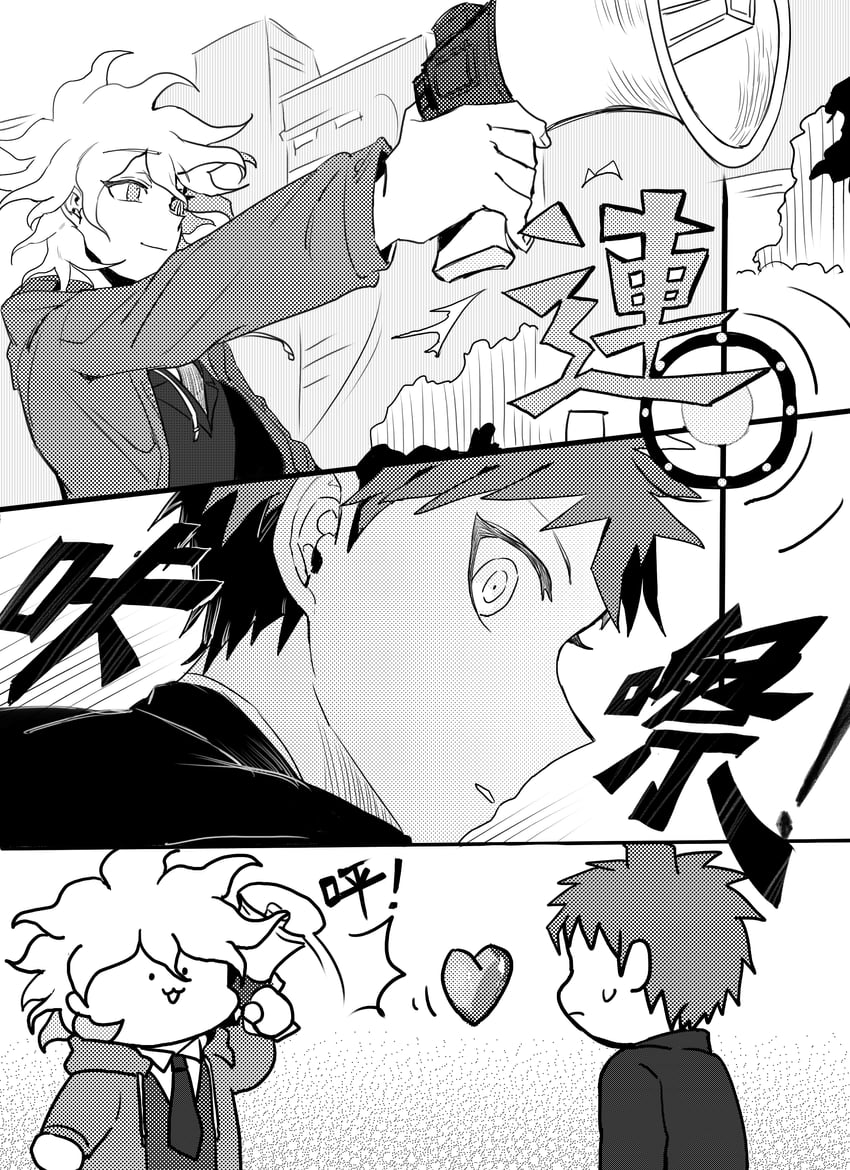 komaeda nagito and hinata hajime (danganronpa and 2 more) drawn by heichiyo