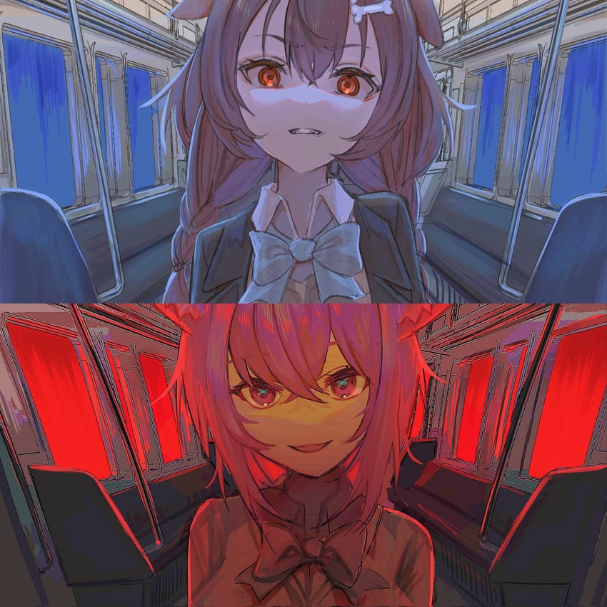 nekomata okayu and inugami korone (hololive and 1 more) drawn by nagahisa
