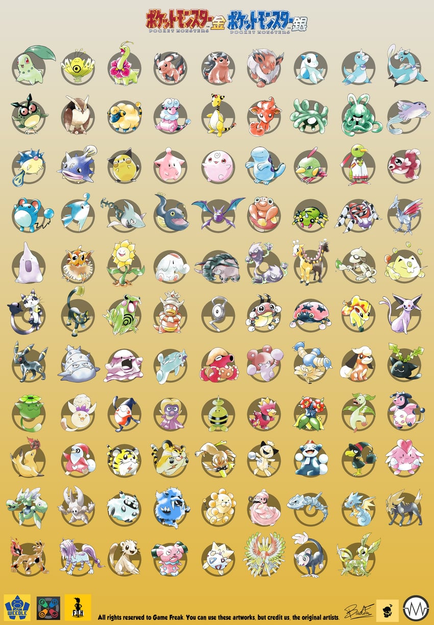 umbreon, espeon, chikorita, marill, togepi, and 90 more (pokemon and 1 more) drawn by badafra, blazeknight-94, chaos_xeno, daku, elite4, and sugimori_ken
