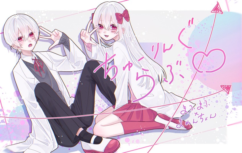 mafumafu and manun-chan (indie utaite and 1 more) drawn by kuzu_babu_18