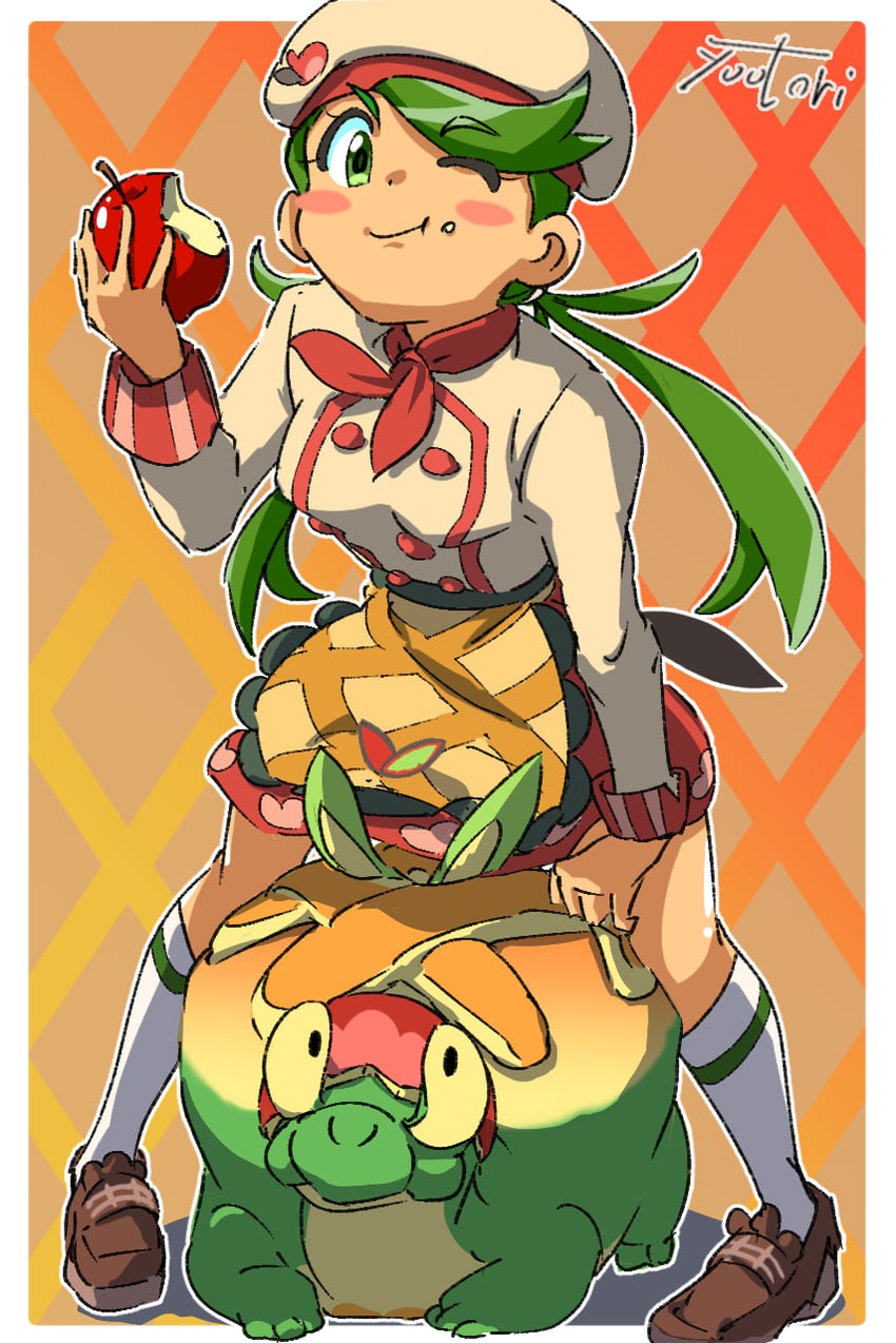 appletun and mallow (pokemon and 1 more) drawn by you_bird