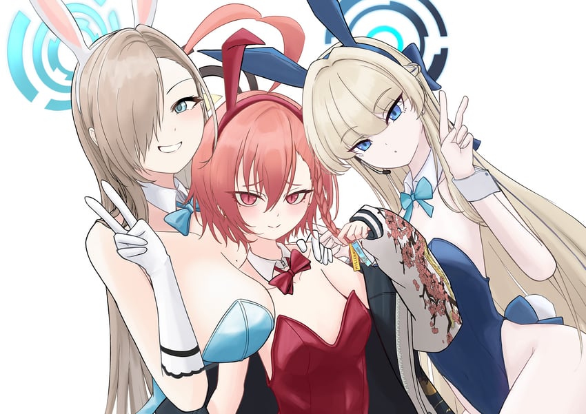 asuna, toki, and neru (blue archive) drawn by raku_(raku-san)