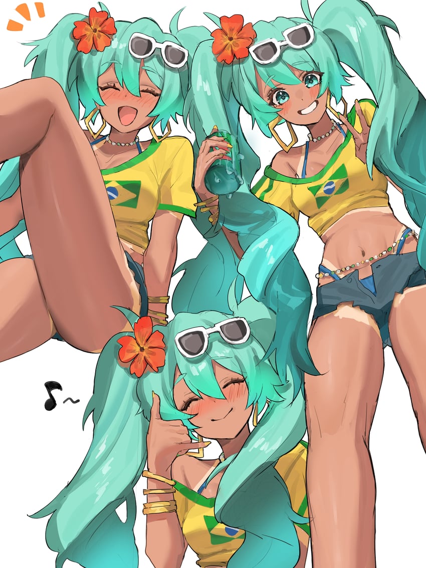 hatsune miku and brazilian miku (vocaloid) drawn by kanimiso_uni