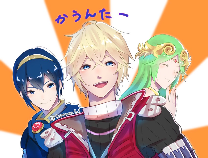 palutena, marth, and shulk (fire emblem and 6 more) drawn by rei_(teponea121)