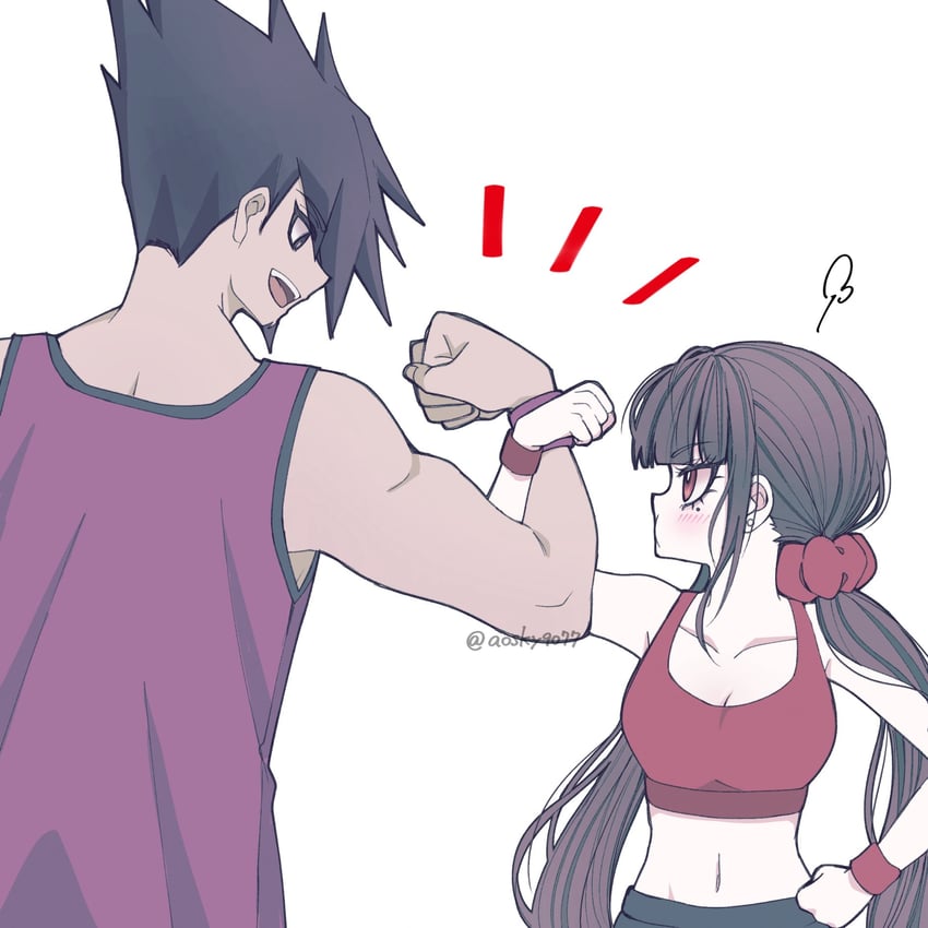 harukawa maki and momota kaito (danganronpa and 1 more) drawn by satori_(aosky9077)
