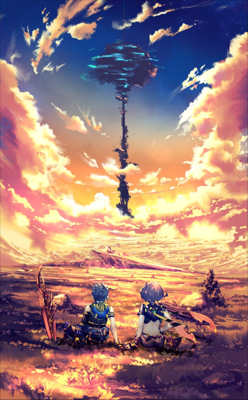 pyra and rex (xenoblade chronicles and 1 more) drawn by poteto_(potetosarada123)
