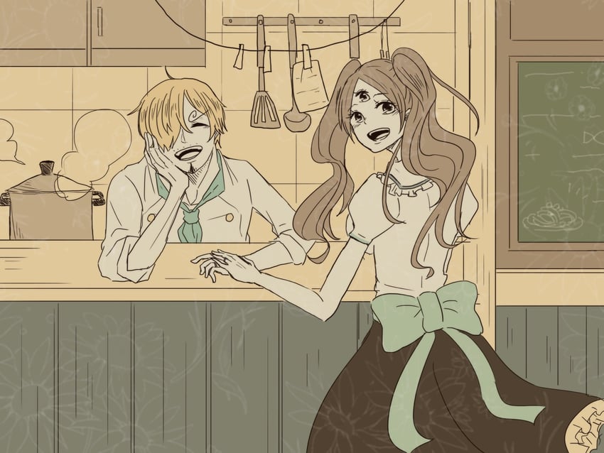 sanji and charlotte pudding (one piece) drawn by yuiyui-sougo